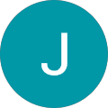 Blue circle with a white letter J in the center.